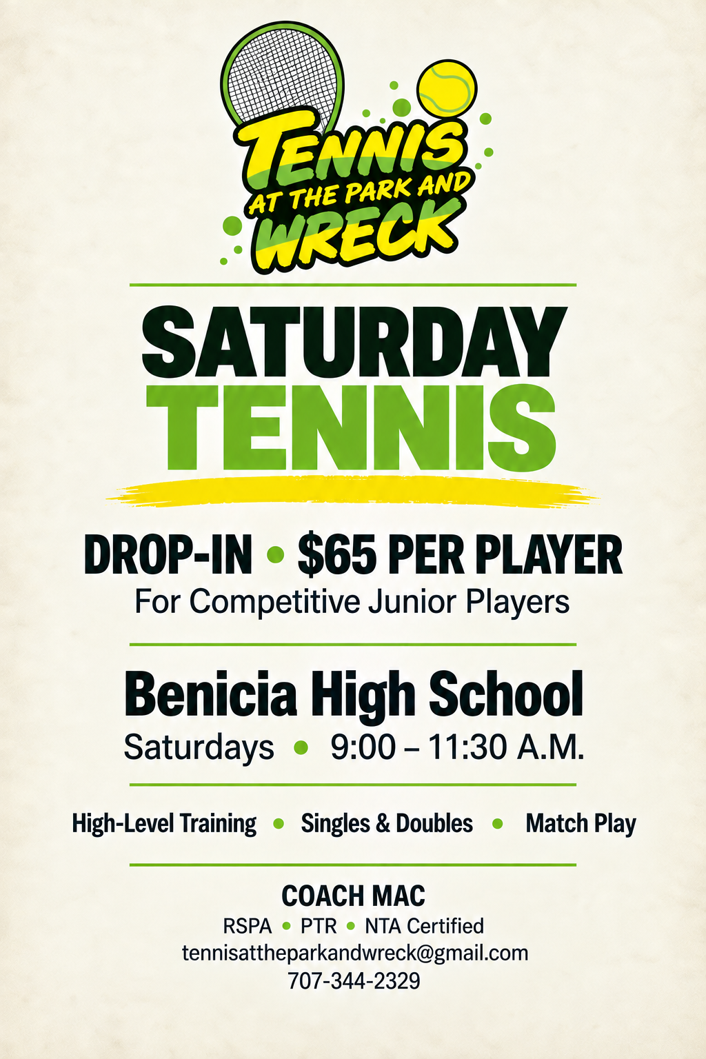 Saturday Competitive Junior Tennis